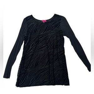Max & Rina‎ Black Zebra Burnout Tunic Top – Size Medium